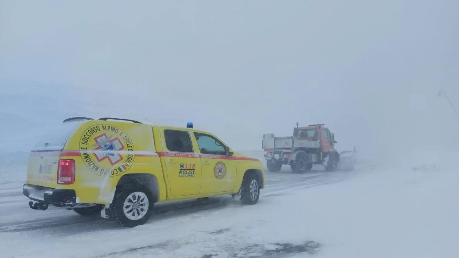 Campitello Matese: continua il presidio sul tratto di Provinciale 106. Impegnato anche il Soccorso Alpino.